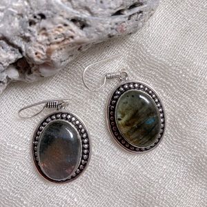 NEW Labradorite 925 Silver Earrings
